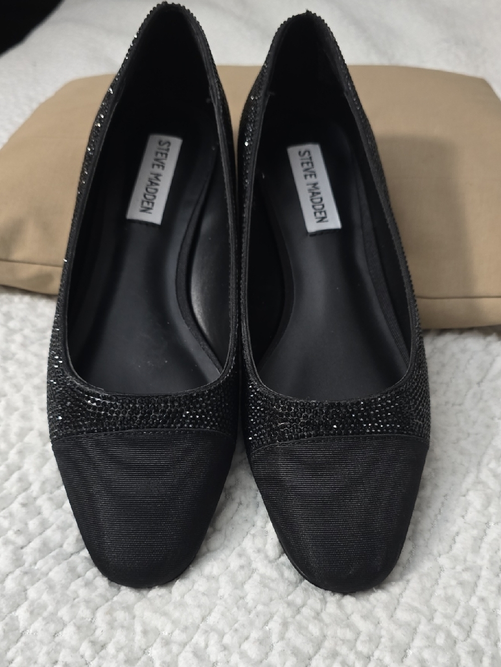Steve Madden Black Rhinestone Accent Women's Ballet Flats